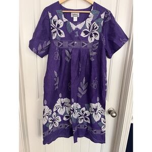 Anthony Richards Floral House Dress Pockets Lounger Muumuu Hawaiian Med Purple
